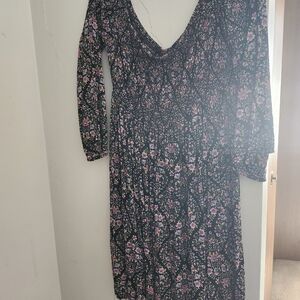 Torrid Black and Pink Floral Midi Dress